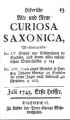 1. Seite CURIOSA SAXONICA